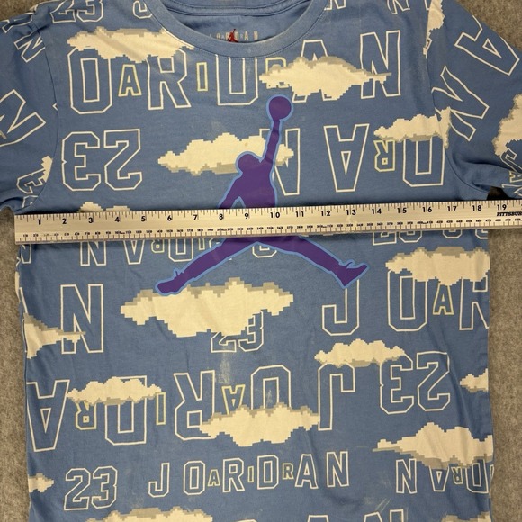 Nike Air Jordan Jumpman Cloud All Over Print Tee Youth XL 13–15 Blue 23 - Picture 8 of 9